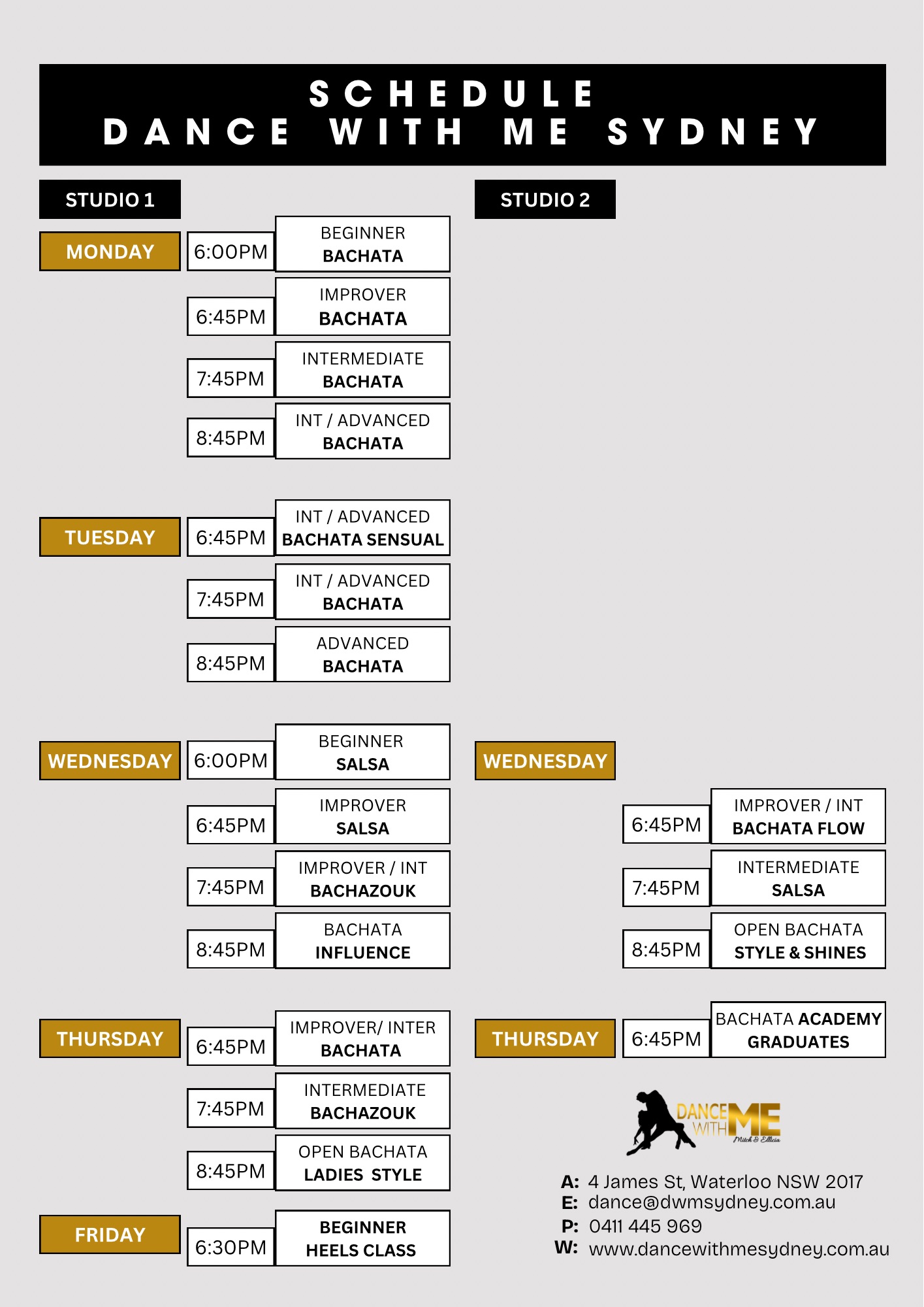 bachata class timetable salsa class timetable heels dance timetable